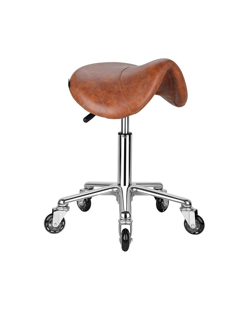 Saddle Tan - Brun sadelstol med krom kryssbase